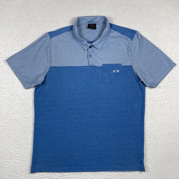 Oakley Polo‎ Shirt Mens Large Blue Preppy Casual Golf Vacation Travel Workwear - Picture 1 of 12